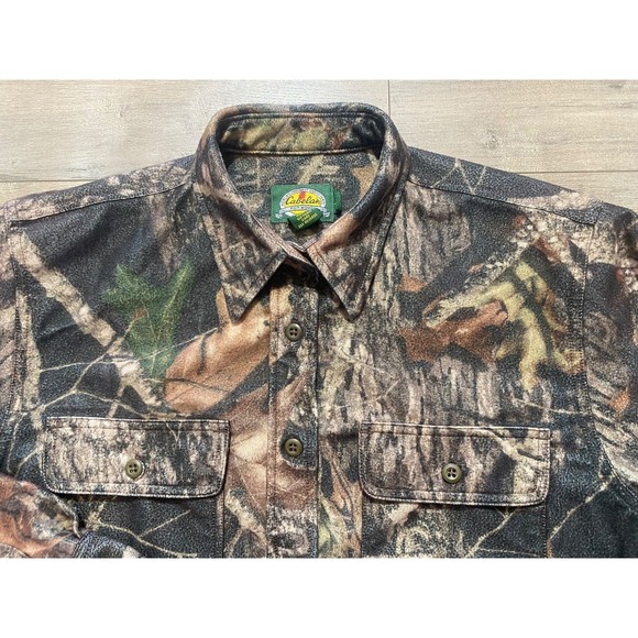 Cabelas Womens L Button Long Sleeve Hunting Outdoor Mossy Oak Chamois CAMO Shirt - Picture 2 of 9